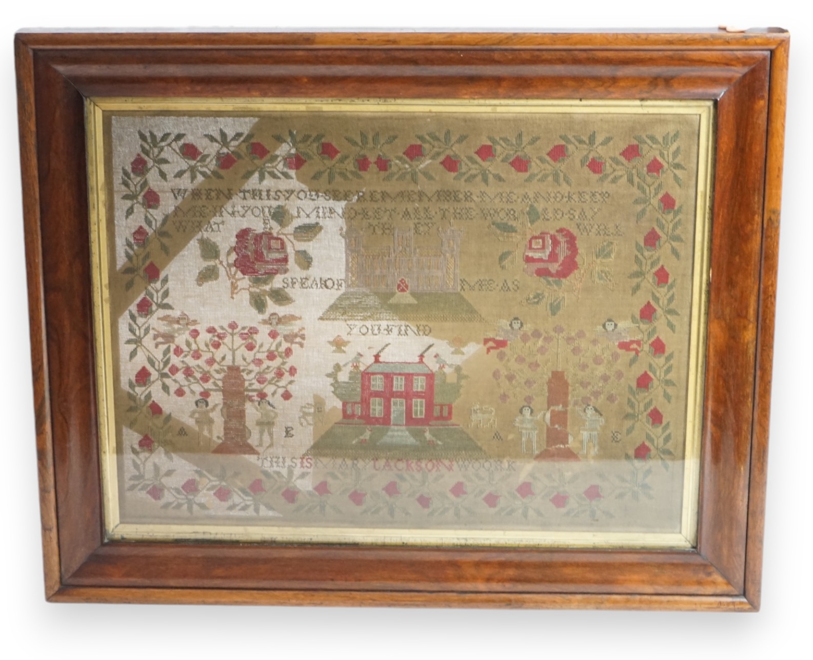 A large Victorian needlework sampler, by Mary Jackson